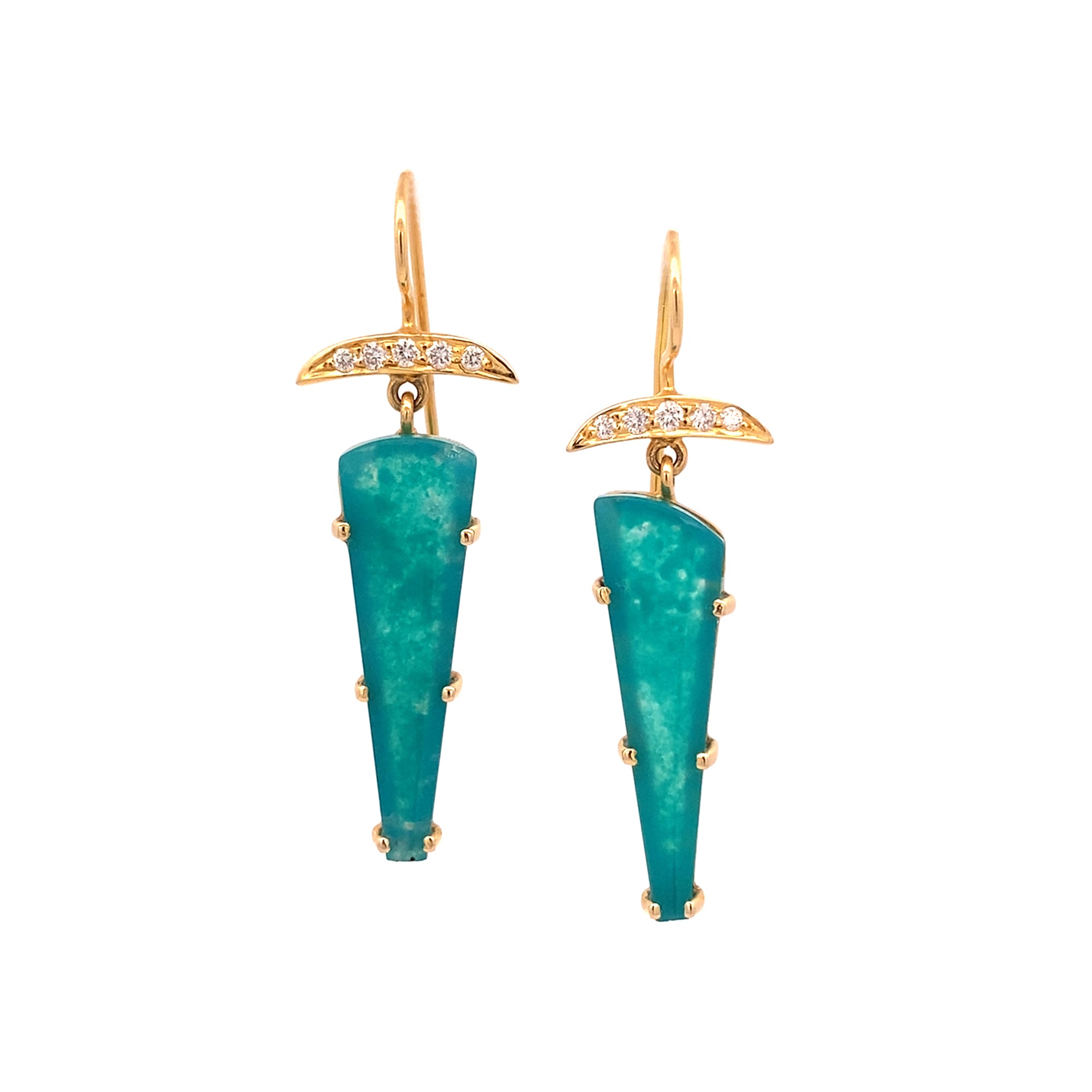 14k Gem Quality Gem Silica and Diamond Earrings