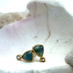 14k Gold Aquamarine and Diamond Studs