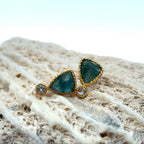 14k Gold Aquamarine and Diamond Studs