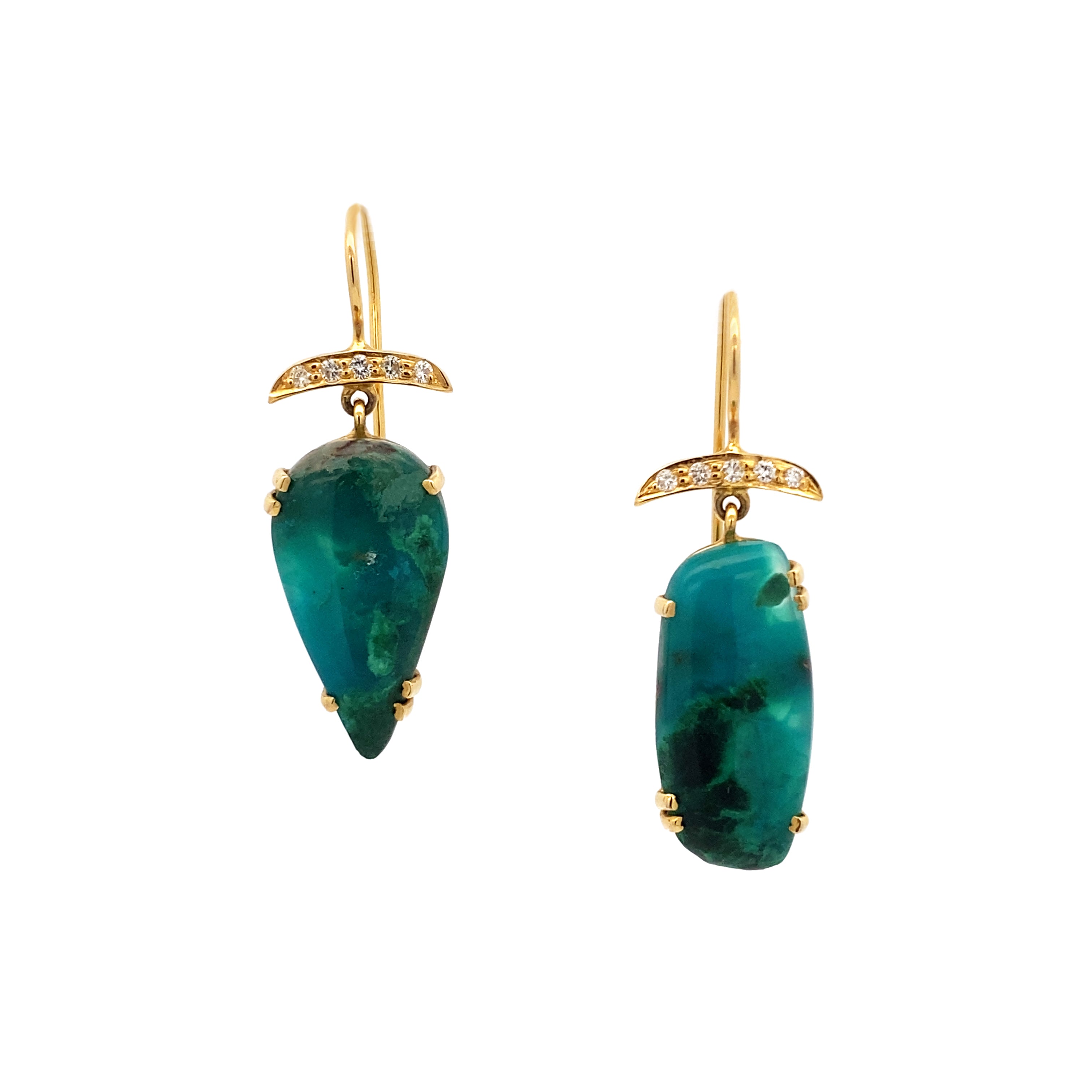 14k Gold Gem Silica and Diamond Earrings - Medium