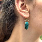 14k Gold Gem Silica and Diamond Earrings - Medium