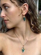 14k Gem Silica Pendant with Diamonds and Green Amethyst - Q Evon Fine Jewelry