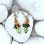 14k Gold One of a Kind Peridot and Mixed Gemstone Earrings