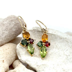 14k Gold One of a Kind Peridot and Mixed Gemstone Earrings