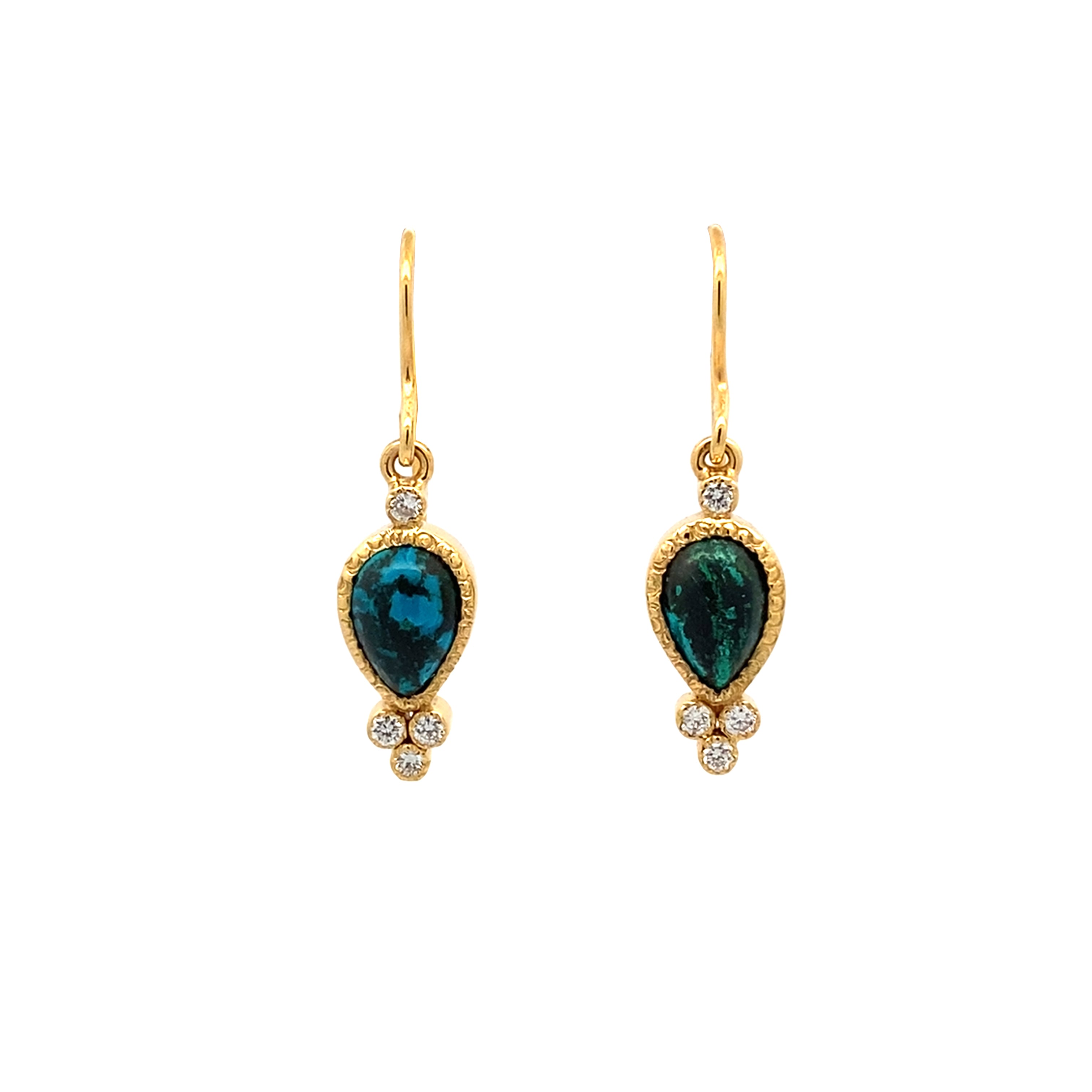 14k Gem Silica Teardrop and Diamond Earrings