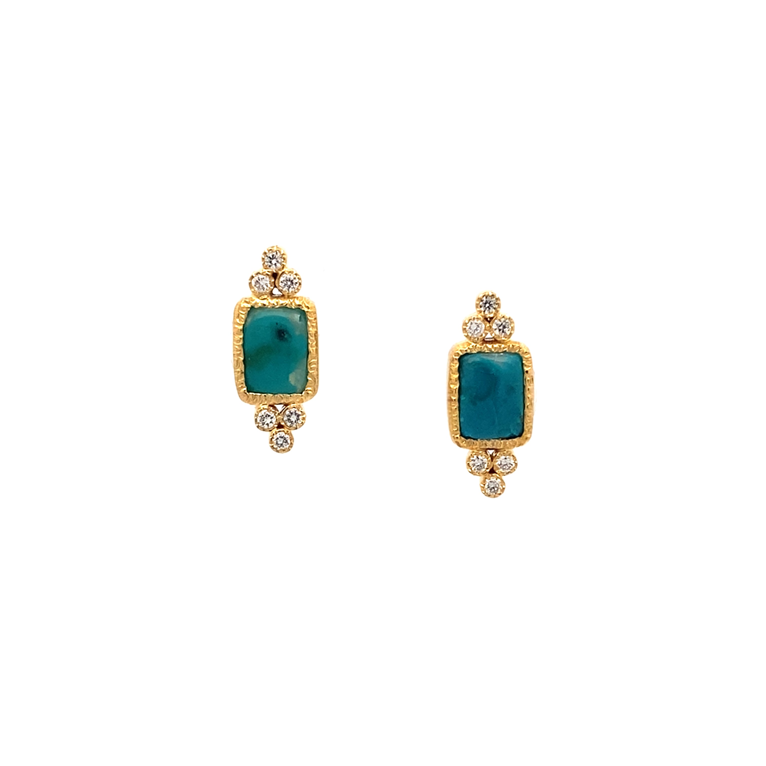 14k Gold Rare Inspiration Mine Gem Silica and Diamond Studs