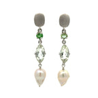 Silver One of a Kind Green Amethyst Post Earrings