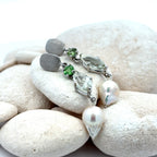 Silver One of a Kind Green Amethyst Post Earrings