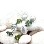Silver Asymmetrical Peridot & Prasiolite Earrings