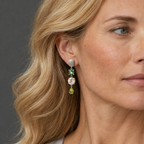 Silver Asymmetrical Peridot & Prasiolite Earrings