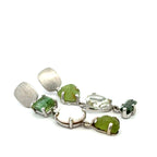 Silver Asymmetrical Peridot & Prasiolite Earrings