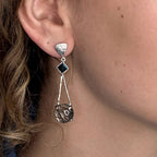 Silver Triangle Drop Earrings - Tourmalinated Quartz - Q Evon Fine Jewelry