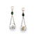 Silver Triangle Drop Earrings  - Coin Pearl and Tourmaline