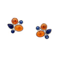 Blue Sapphire, Lapis, Madeira Citrine Silver Post Earrings - Q Evon Fine Jewelry