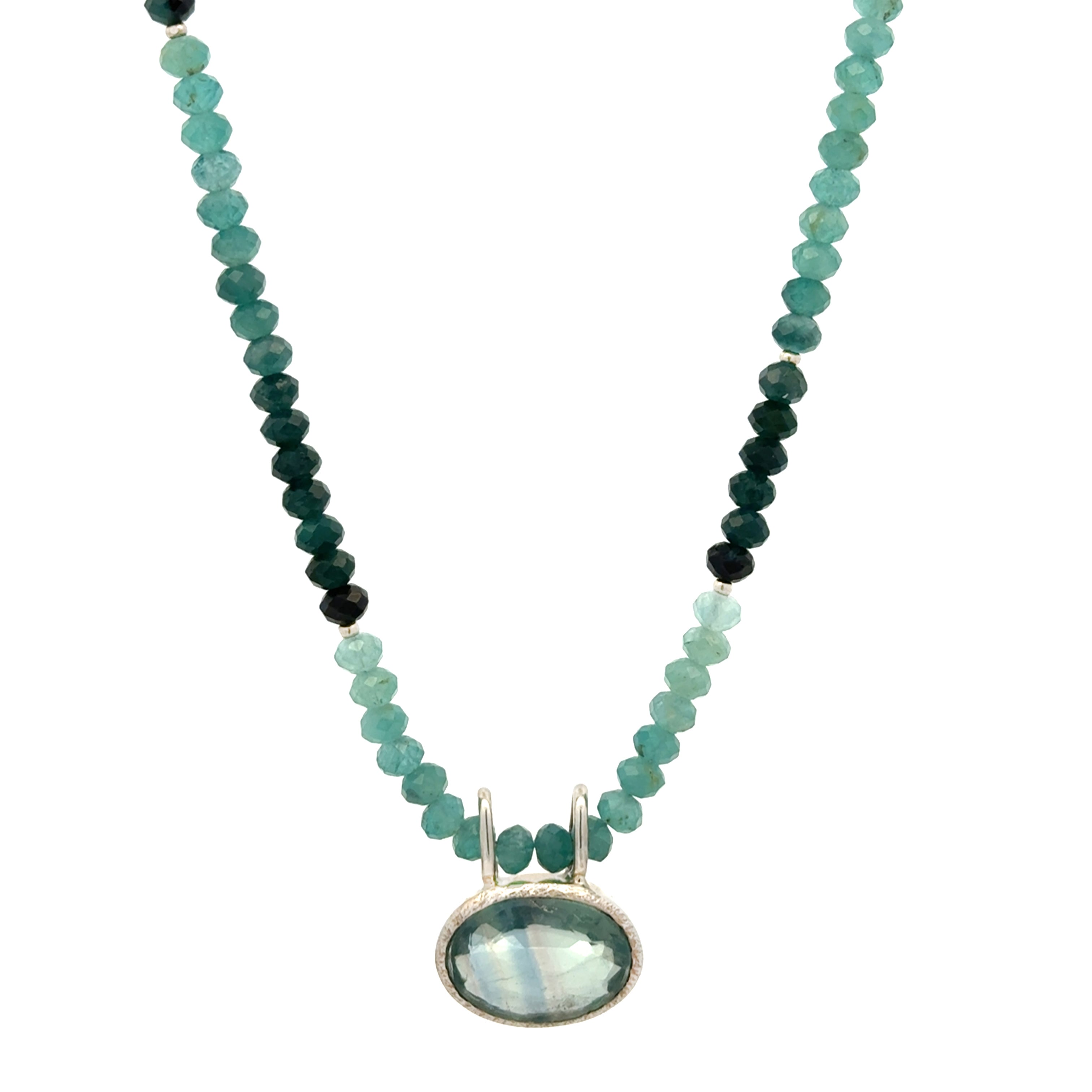 Grandidierite Necklace with Fluorite Pendant