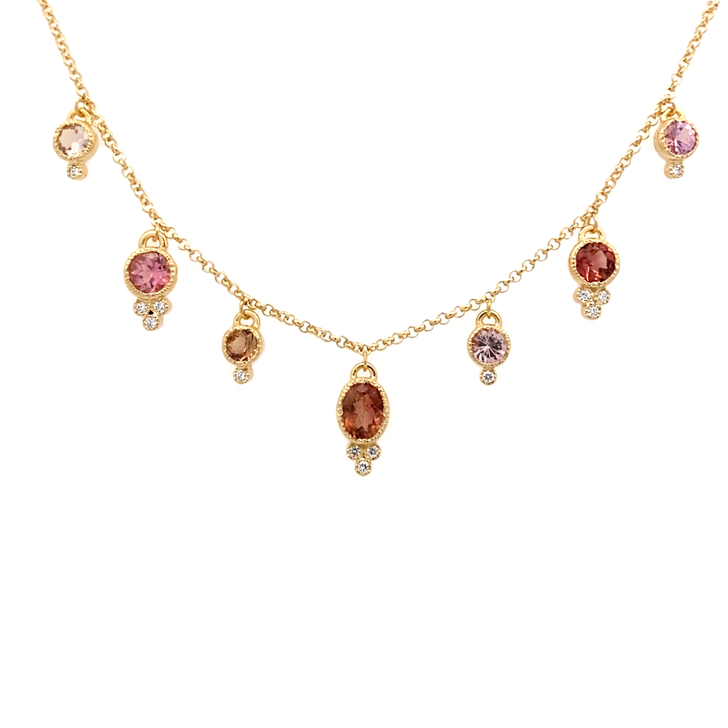 7 Tourmaline Necklace - Pink Oval Center