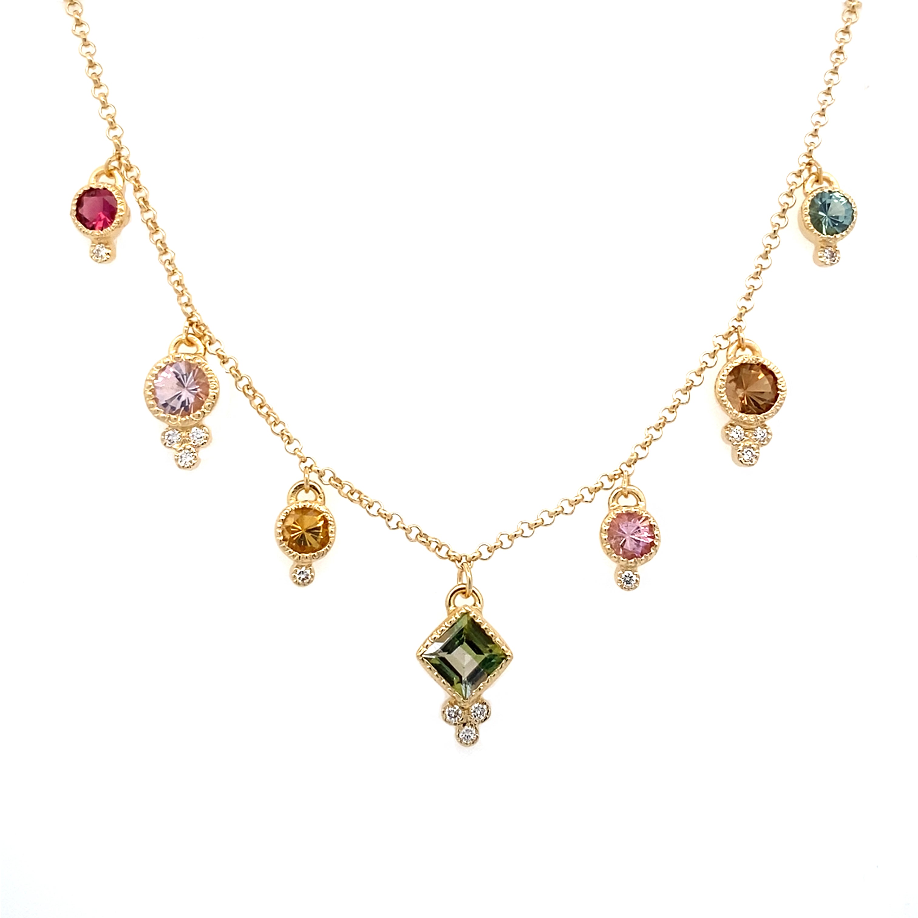 7 Tourmaline Necklace - Green Square Center