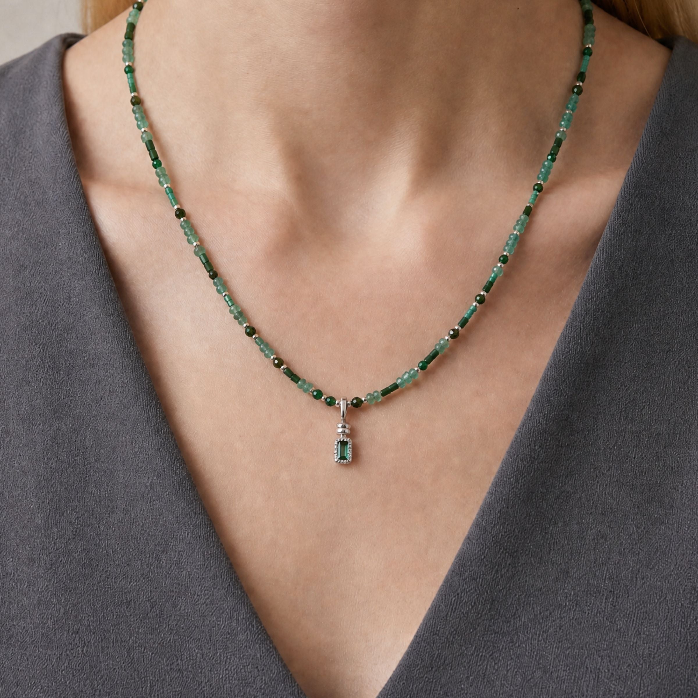 Emerald and Tourmaline Necklace