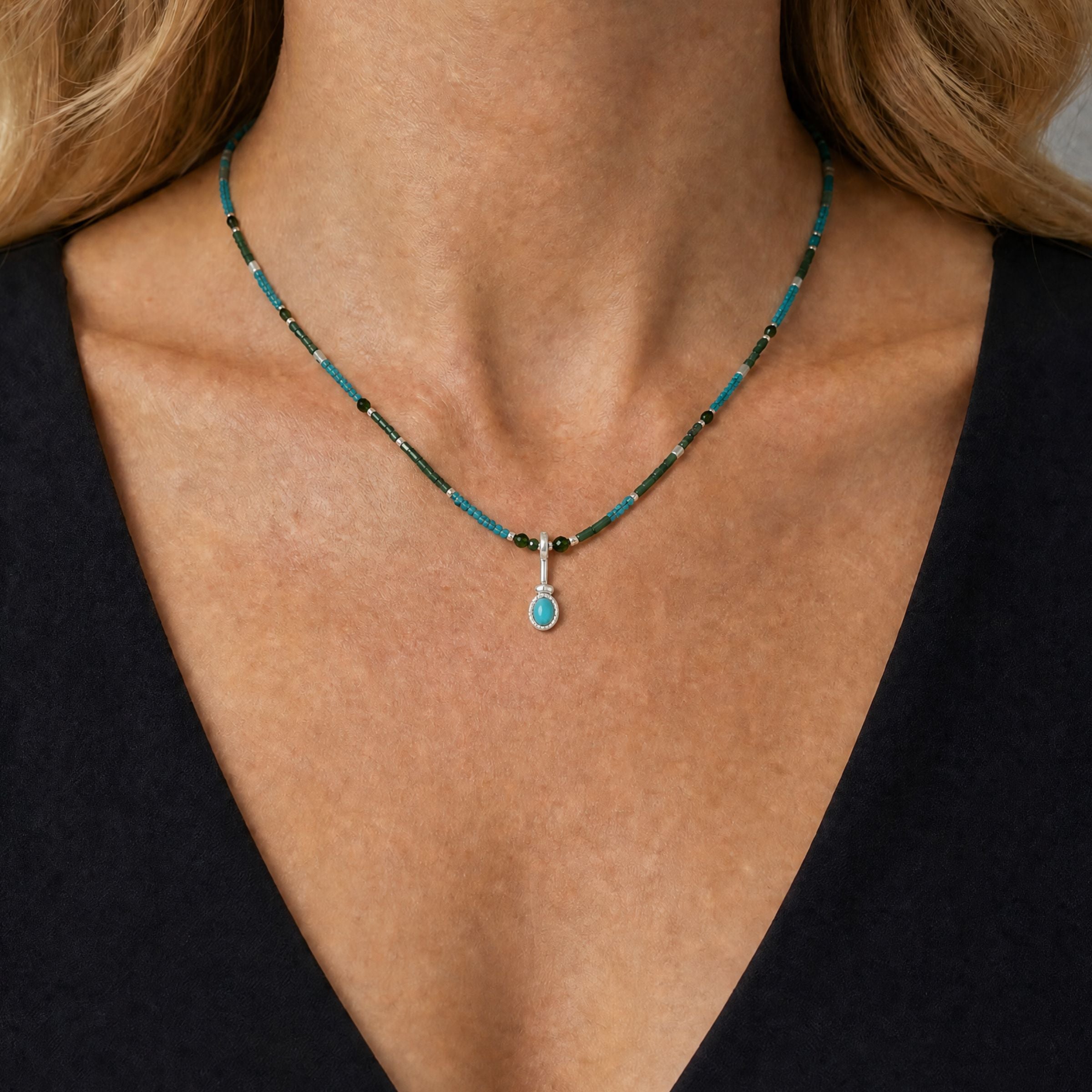 Turquoise and Jade Necklace