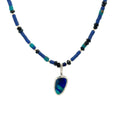 Lapis, Turquoise and Sapphire Necklace with Opal Pendant