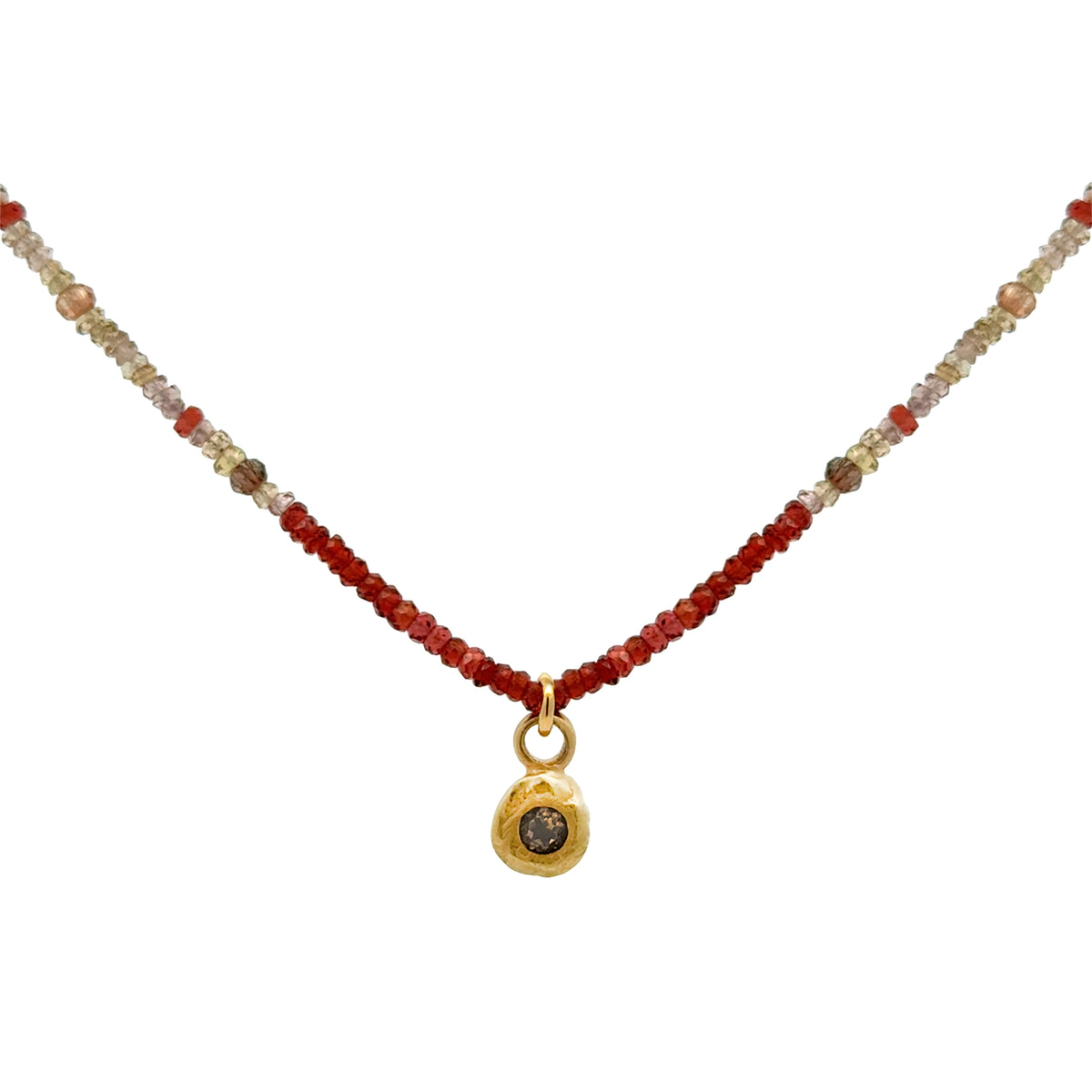 Andalusite and Tundra Sapphire Necklace with Smoky Pendant