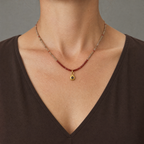 Andalusite and Tundra Sapphire Necklace with Smoky Pendant