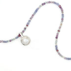 Tanzanite, Tourmaline, Fluorite, Silver Necklace with Moonstone Pendant
