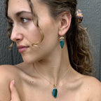 14k Gold Gem Silica and Diamond Earrings - Medium