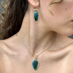 14k Gold Gem Silica and Diamond Earrings - Medium