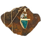 14k Gem Silica Pendant with Diamonds and Green Amethyst - Q Evon Fine Jewelry