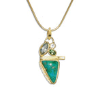 14k Gem Silica Pendant with Diamonds and Green Amethyst - Q Evon Fine Jewelry
