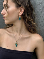 14k Gem Silica Pendant with Diamonds and Green Amethyst - Q Evon Fine Jewelry