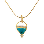14k Gold Gem Silica and Diamond Pendant - Q Evon Fine Jewelry