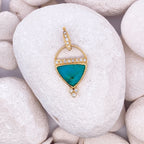 14k Gold Gem Silica and Diamond Pendant - Q Evon Fine Jewelry
