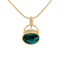 14k Gold Gem Silica Chrysocolla and Diamond Pendant - Q Evon Fine Jewelry