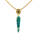 14k Gold Rare Inspiration Mine Gem Silica and Tourmaline Pendant - Q Evon Fine Jewelry