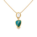 14k Gold Gem Silica and Pearl Pendant - Q Evon Fine Jewelry