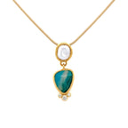 14k Gold Gem Silica and Pearl Pendant - Q Evon Fine Jewelry