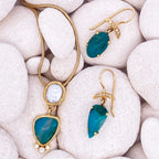 14k Gold Gem Silica and Pearl Pendant - Q Evon Fine Jewelry