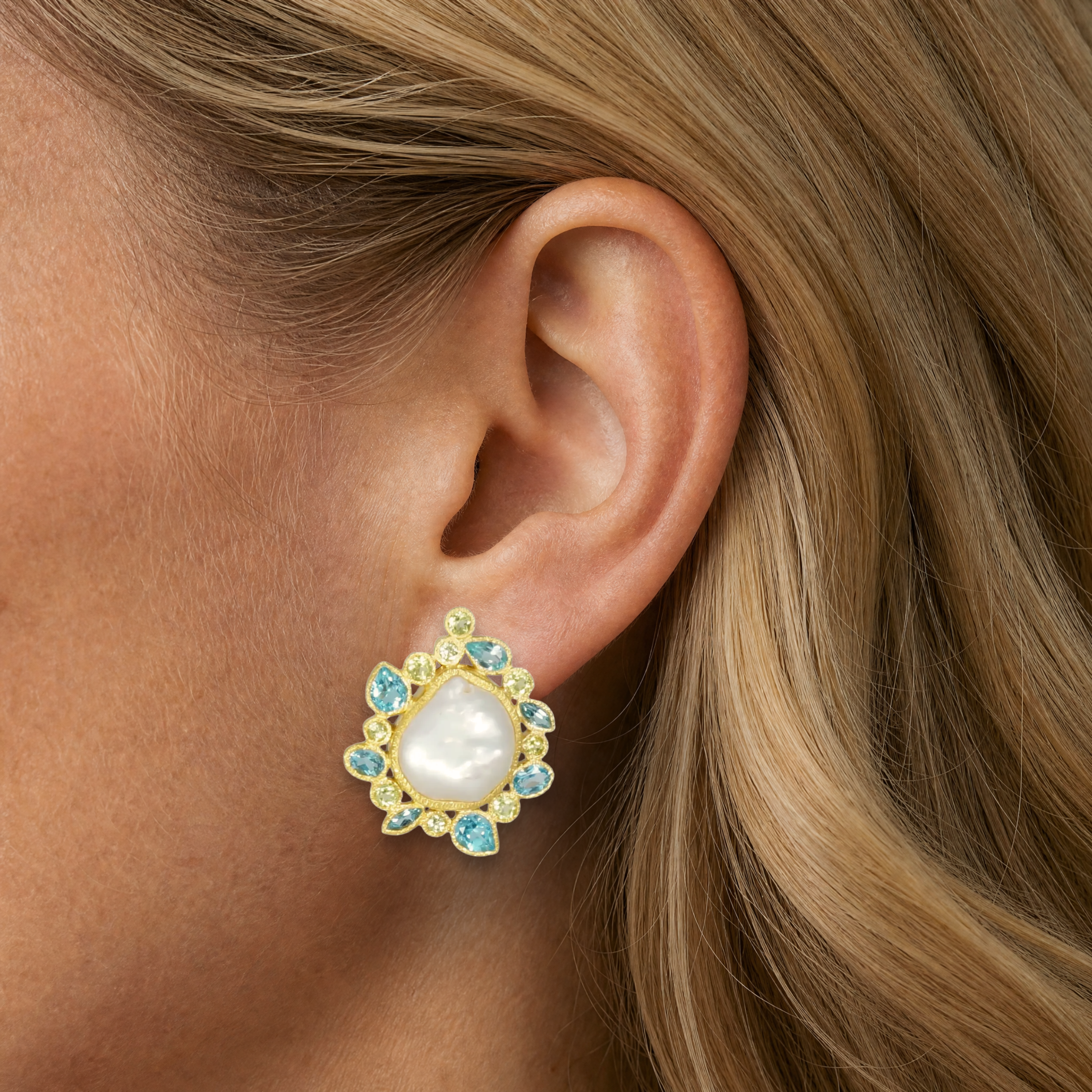 Dream of Moorea 14k Gold and Baroque Pearl Earrings