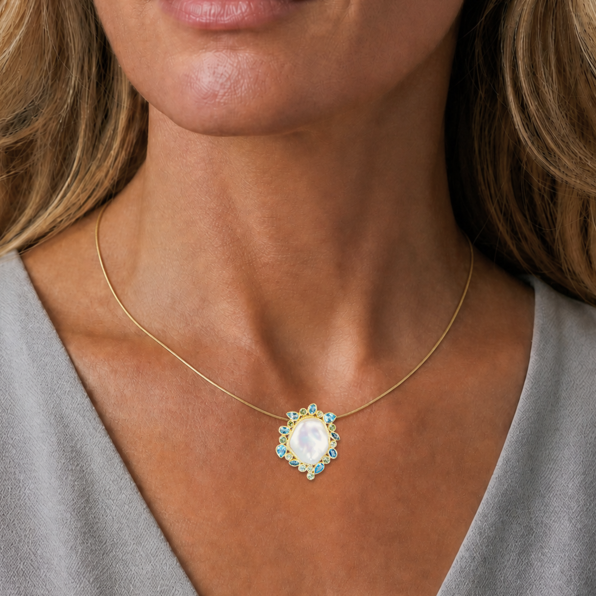 Dream of Moorea - 14k Gold and Baroque Pearl Pendant