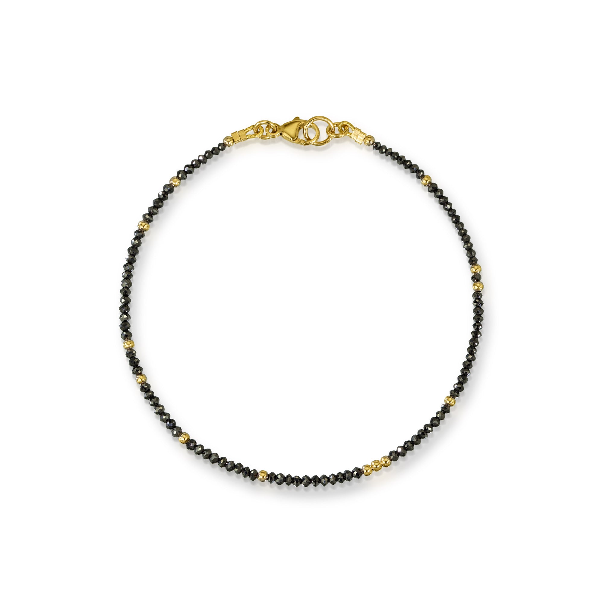 14k Tiny Black Diamond Beads Bracelet - 7.5