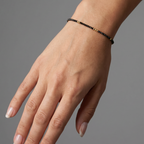 14k Tiny Black Diamond Beads Bracelet - 7.5