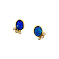 14k Gold Opal and Diamond Studs - Q Evon Fine Jewelry