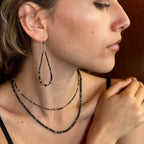 14k Black Diamond Beads Adjustable 16-18 Necklace 10TCW