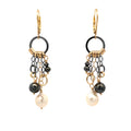 14k Black Diamond and Pearl Long Drop Earrings - Q Evon Fine Jewelry