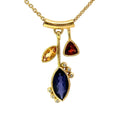 3 Stone Petal Pendant Iolite - 14k Gold with White Diamond - Q Evon Fine Jewelry