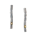 Silver and 14k Gold Edge Earrings with Champagne Diamond