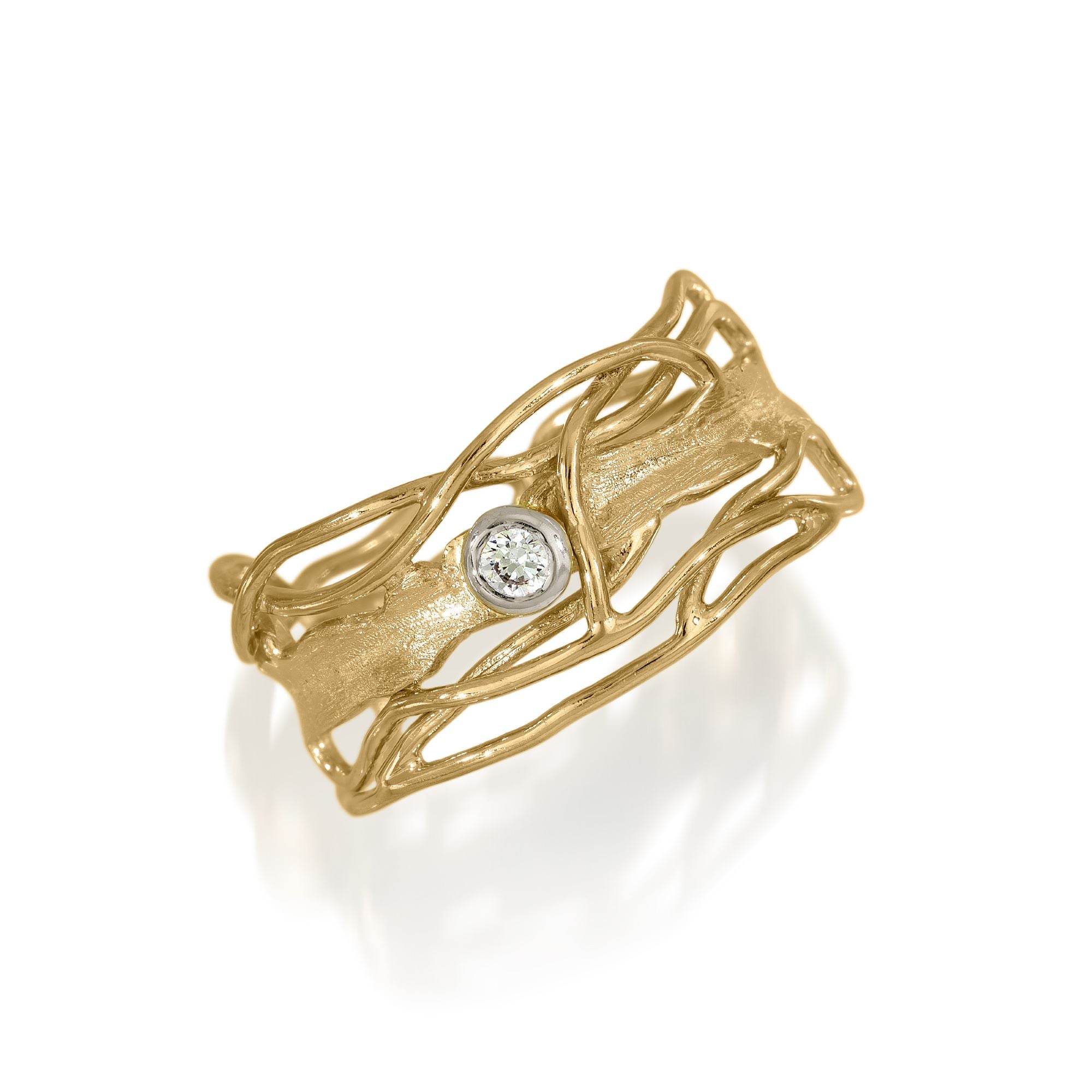 Slim Edge Ring - 14k and Diamond