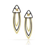 Black and 14k Gold Element Earrings with Champagne Diamond